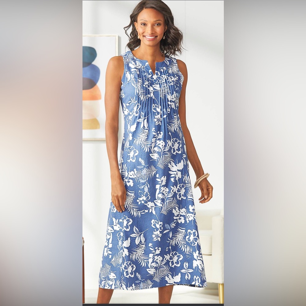 Chadwick’s Linen Pintuck Midi Summer Dress